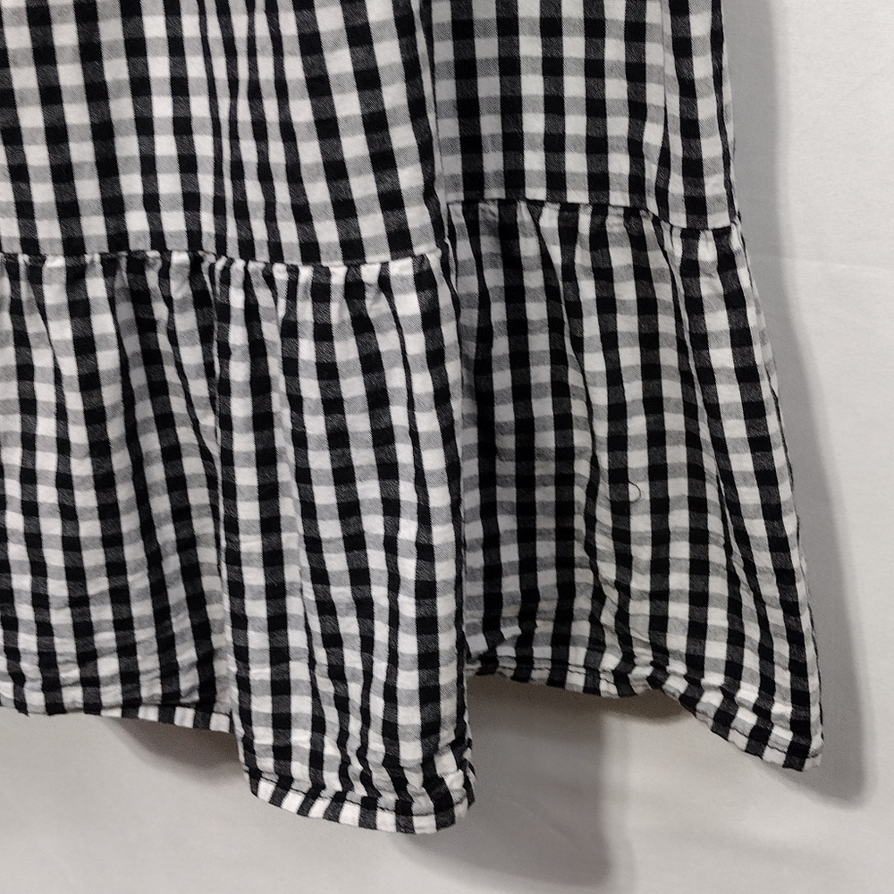 Zara Gingham Tiered Babydoll Dress Women's M Black White Boho Retro 90s Y2K - Picture 4 of 8